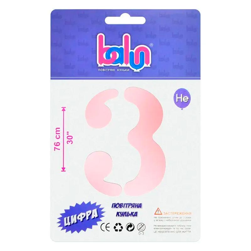 ���������� ������ ����� "3" sugar pink Balun 30" (76 ��) 1 ��