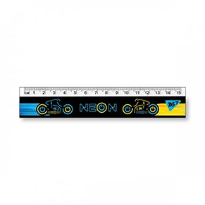 Лінійка пластикова, 15 см YES Neon