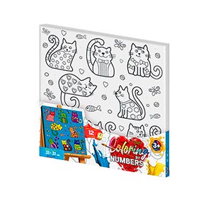 Картина за номерами "Coloring by numbers" Danko Toys Веселі кошенята 31см*31см